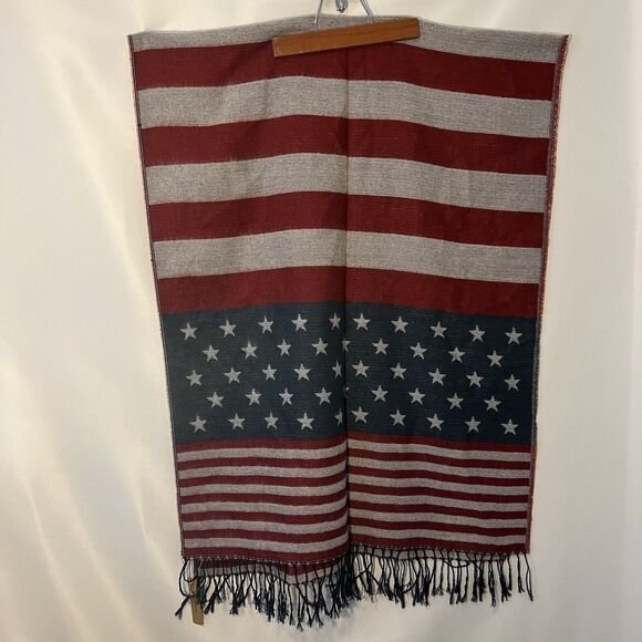Justin & Taylor Accessories - American Flag Scarf with tassels New 70" X 27" Hand wash 100% Acrylic
